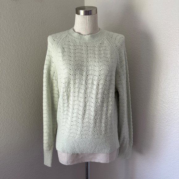 Uniqlo Sweaters - Uniqlo Light Soufflle Yarn Pointelle Crew Neck Long Sleeve Sweater Mint Color XS